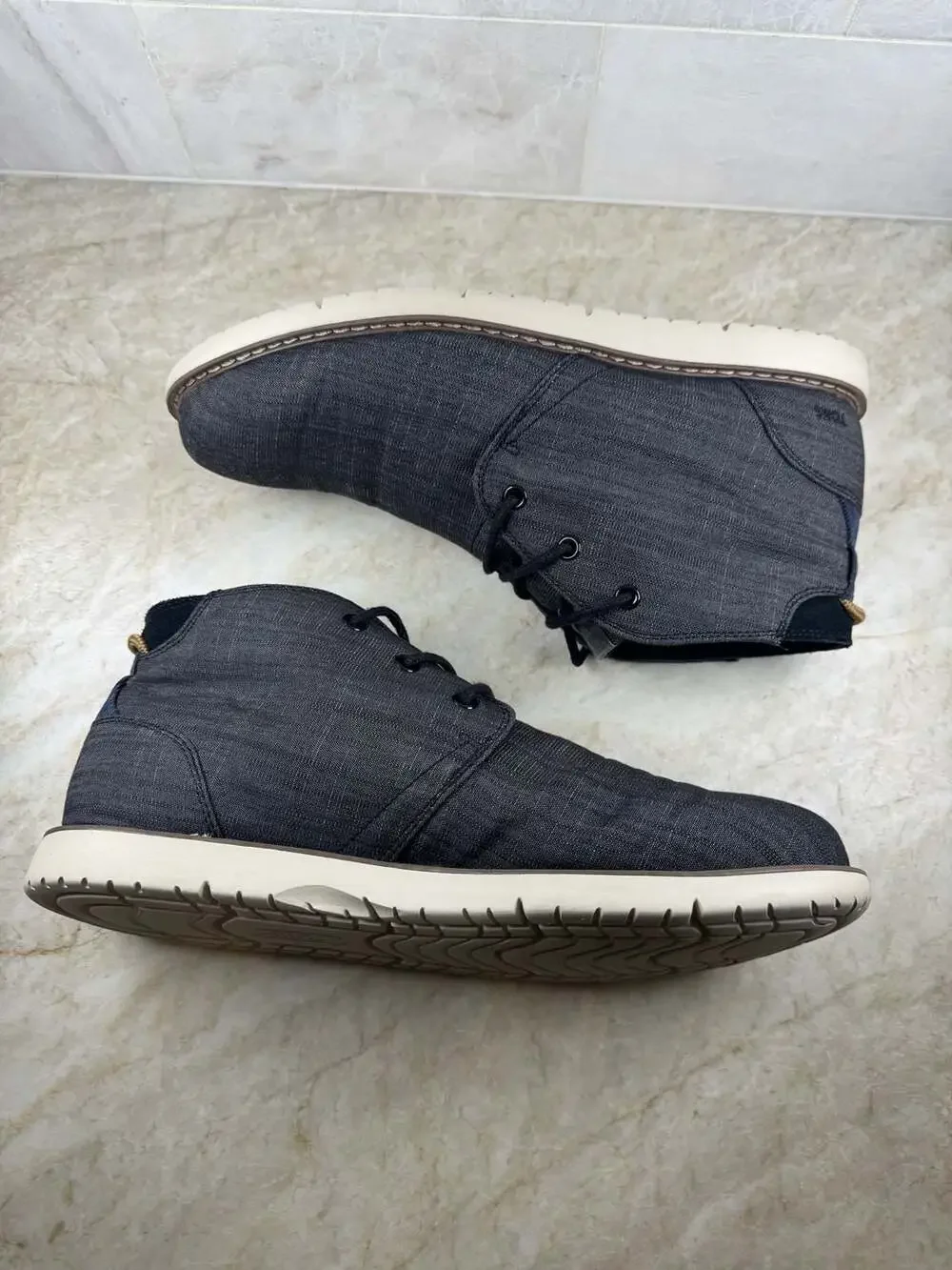 TOMS Navi Chukka Boots Men’s 10.5 Black Crosshatch Canvas Casual Lace Up